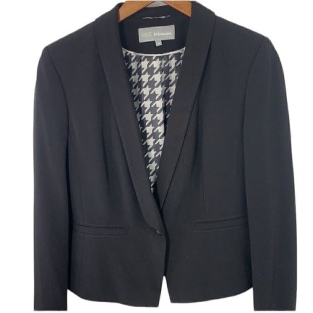 Marks & Spencer Woman Black Lined Fitted Dress Jacket - Size UK10/US6,